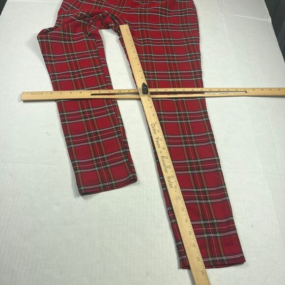 Tommy Hilfiger Skinny Cigarette Pants Plaid Tartan Check Holiday 90s Pull On 10 - Picture 4 of 11